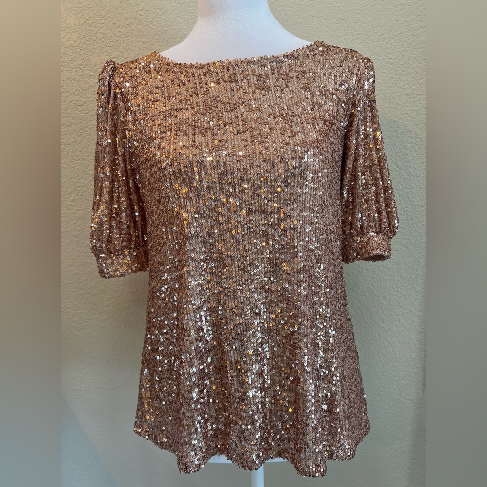 Cable & Gauge Gold Sequin Top